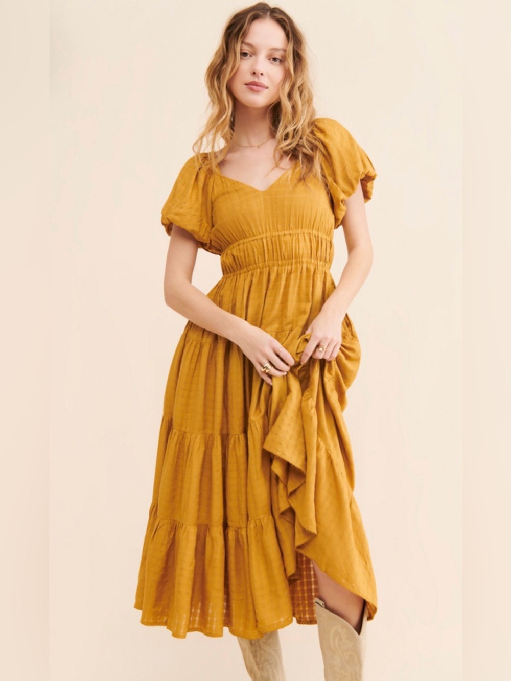 Cleobella Kailani Midi Dress in mustard/goldie | Small